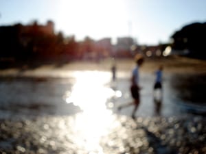 playing in the sea